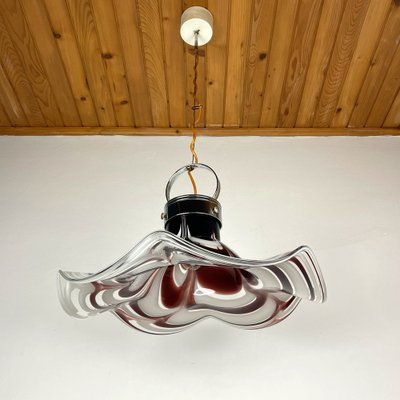 Original Murano Glass Brown Pendant Lamp Flower by AV Mazzega, Italy, 1970s-WQC-1383855