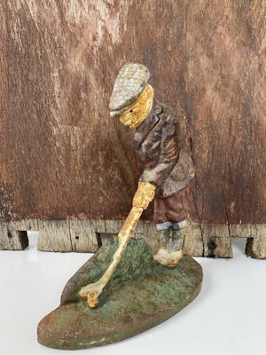 Original Painted Door Stop of Golf Player in Cast Iron, 1940s-WZZ-1277822