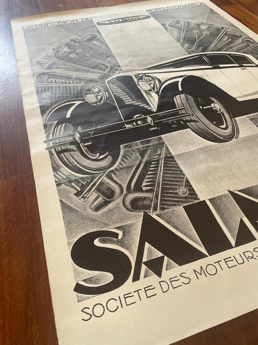 Original Salmson Billancourt Seine Car Poster by Alexis Kow, 1930s