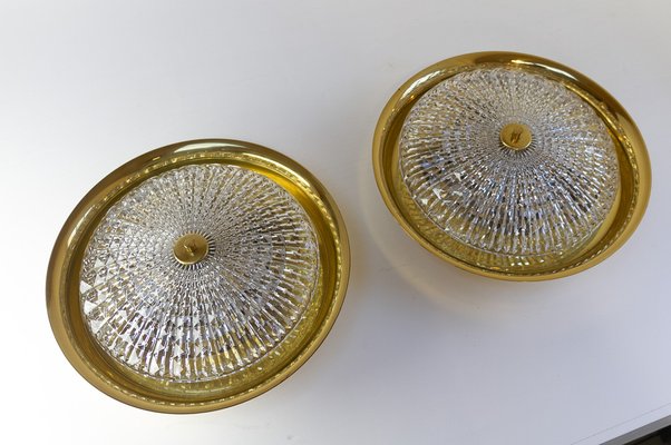 Orrefors Brass Wall Lamps by Fagerlund for Lyfa, 1960s, Set of 2-WIX-1722226