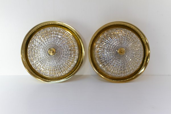 Orrefors Brass Wall Lamps by Fagerlund for Lyfa, 1960s, Set of 2-WIX-1722228