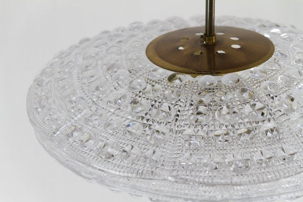 Orrefors Crystal and Brass Pendant by Fagerlund for Lyfa, 1960s-WIX-1722225