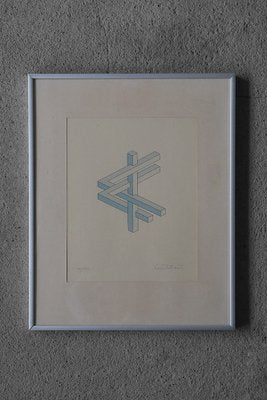 Oscar Reutersvärd, Impossible Figures, Color Lithograph, Framed-ZAA-1742185