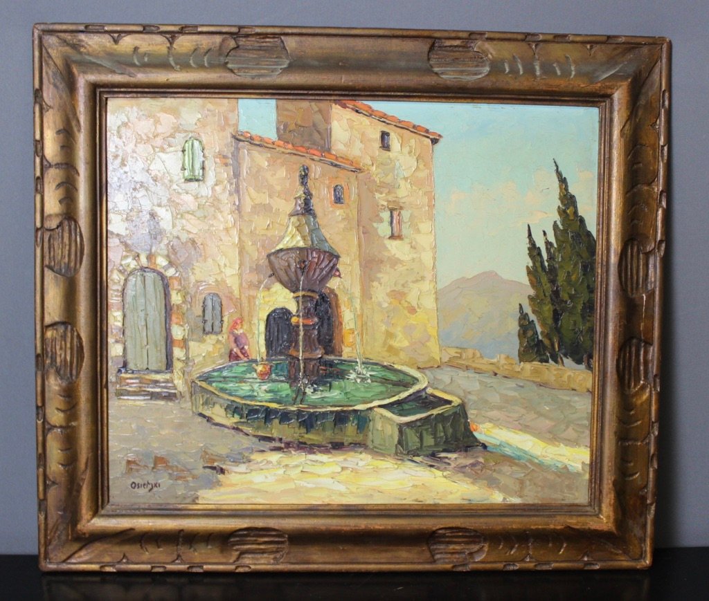 Osietzki, Landscape of Provence: The Well, 1920s, Oil Painting, Framed