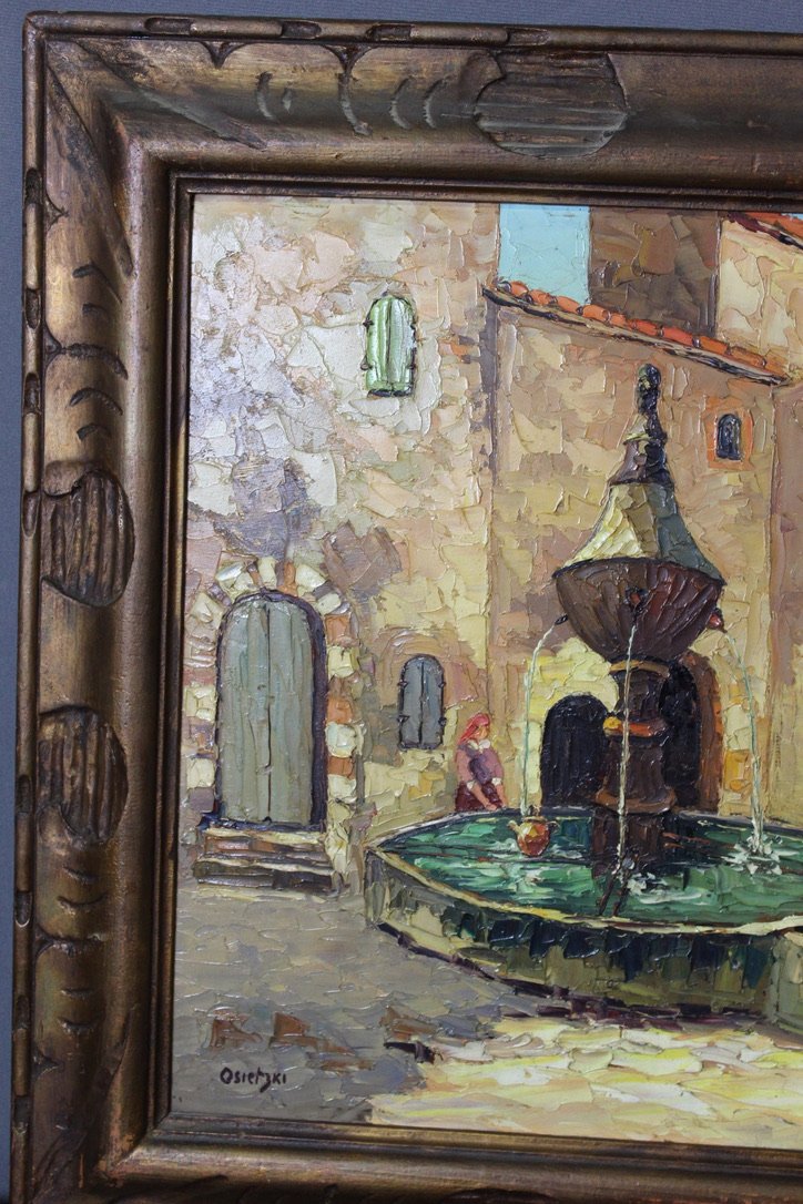 Osietzki, Landscape of Provence: The Well, 1920s, Oil Painting, Framed