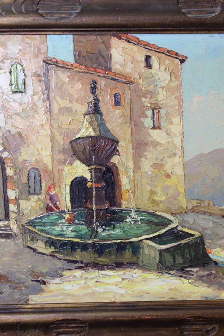 Osietzki, Landscape of Provence: The Well, 1920s, Oil Painting, Framed