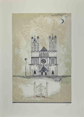 Ossi Czinner, Cathedral, Lithograph, 1970s-ZCI-2027305