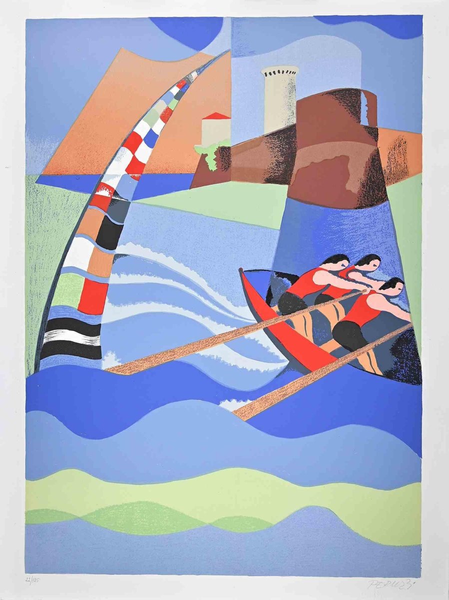 Osvaldo Peruzzi, Maritime Palio, Original Lithograph, 1989