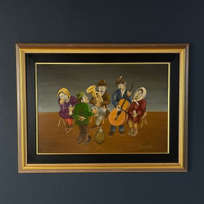 Oto Dobovišek, Rural Feast, 1973, Oil on Board, Framed-WQC-1723058