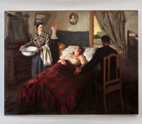 Otto Grunde 1907-1982, At the Patients Bed, Oil Canvas-WMV-1127665