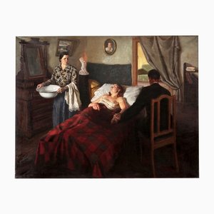 Otto Grunde 1907-1982, At the Patients Bed, Oil Canvas-WMV-1127665