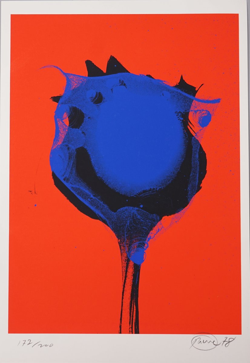 Otto Piene, Red/Blue Poppy, 1978, Color Serigraph