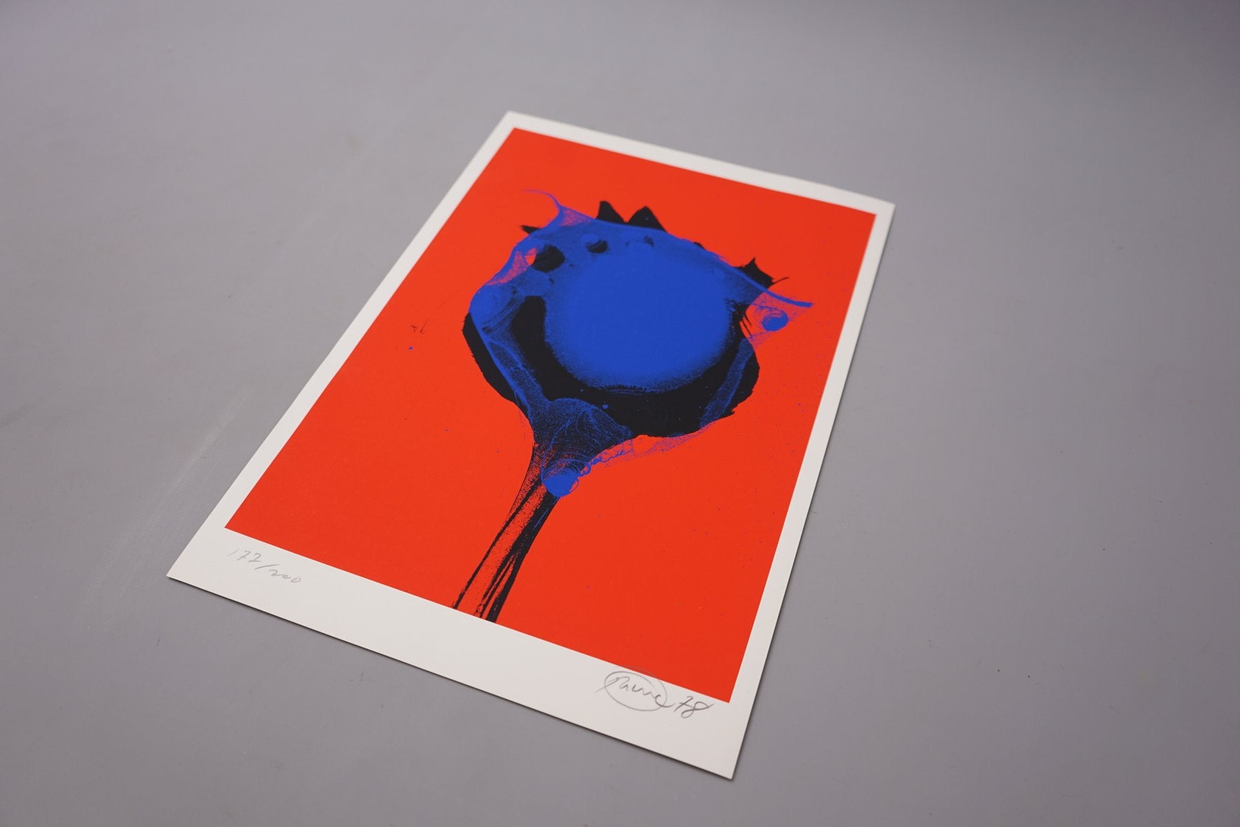 Otto Piene, Red/Blue Poppy, 1978, Color Serigraph