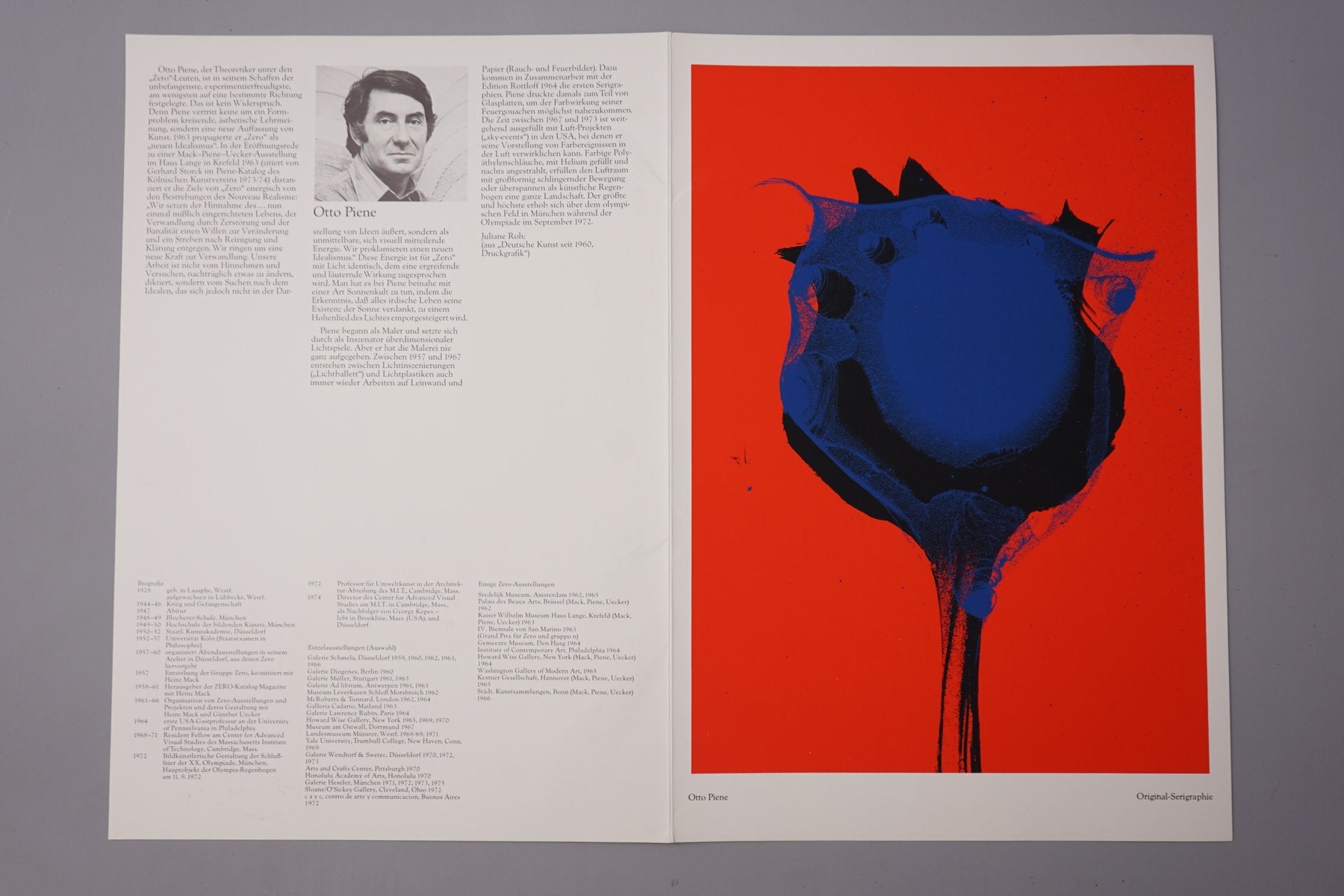 Otto Piene, Red/Blue Poppy, 1978, Color Serigraph