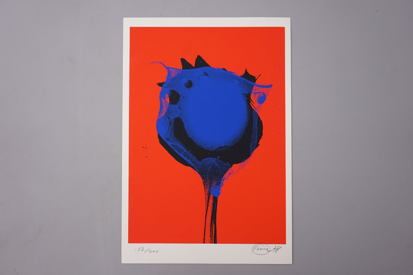 Otto Piene, Red/Blue Poppy, 1978, Color Serigraph