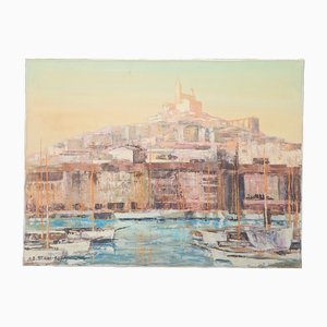 Otto Stawi, View of Marseille, 1980, Oil on Canvas-WK-2020108