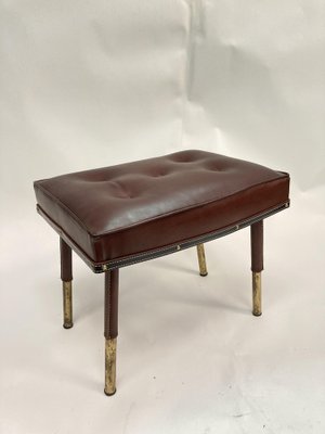 Ottoman in Sheathed Leather by Jacques Adnet, 1950s-VRR-1718501