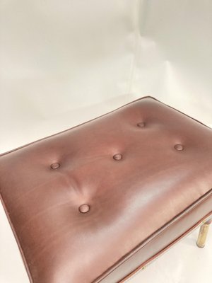 Ottoman in Sheathed Leather by Jacques Adnet, 1950s-VRR-1718501