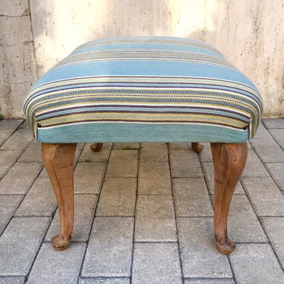 Ottoman or Footrest in Oak and Fabric, Italy, 1950s-BVG-973716