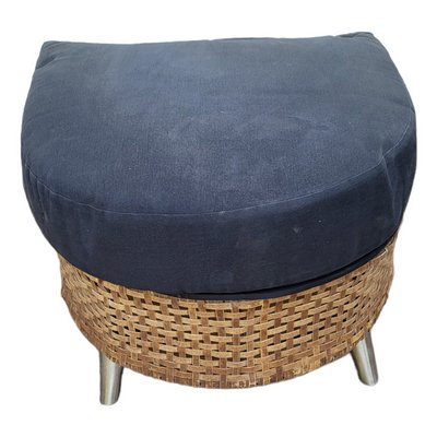 Ottoman with Steel Legs and Faux Rattan, 1980s-TCS-1419518