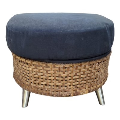 Ottoman with Steel Legs and Faux Rattan, 1980s-TCS-1419518