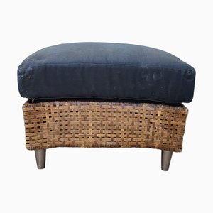 Ottoman with Steel Legs and Faux Rattan, 1980s-TCS-1419518