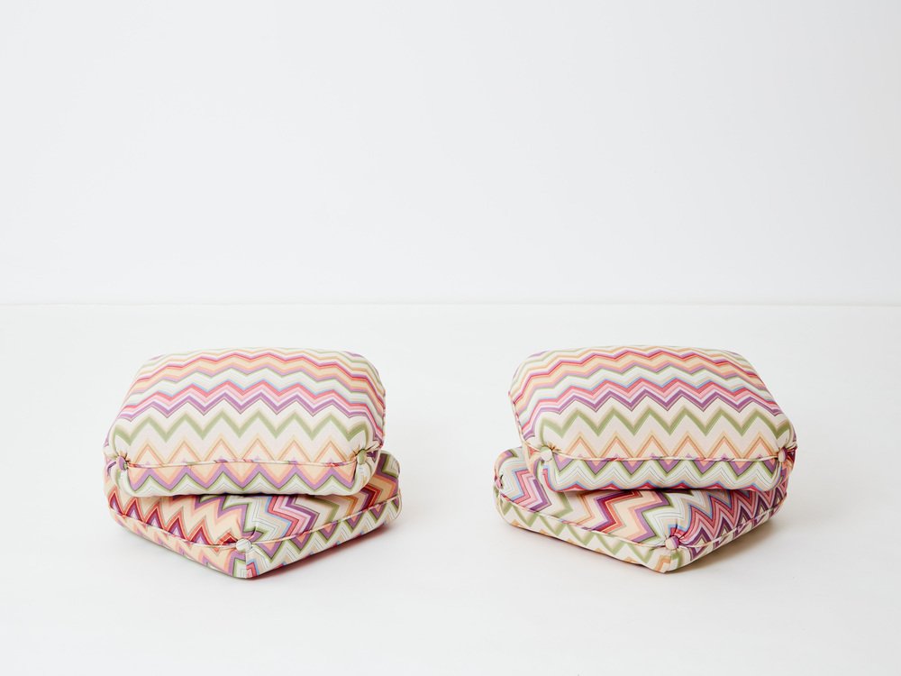 Ottomans in Missoni Fabric by Jacques Charpentier for Maison Jansen, 1970s, Set of 2