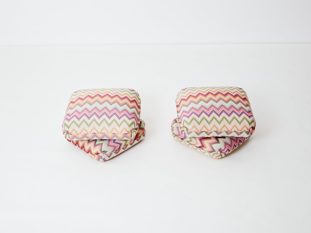 Ottomans in Missoni Fabric by Jacques Charpentier for Maison Jansen, 1970s, Set of 2