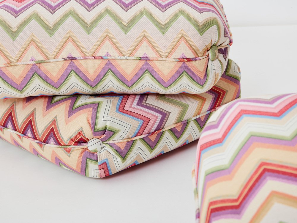 Ottomans in Missoni Fabric by Jacques Charpentier for Maison Jansen, 1970s, Set of 2