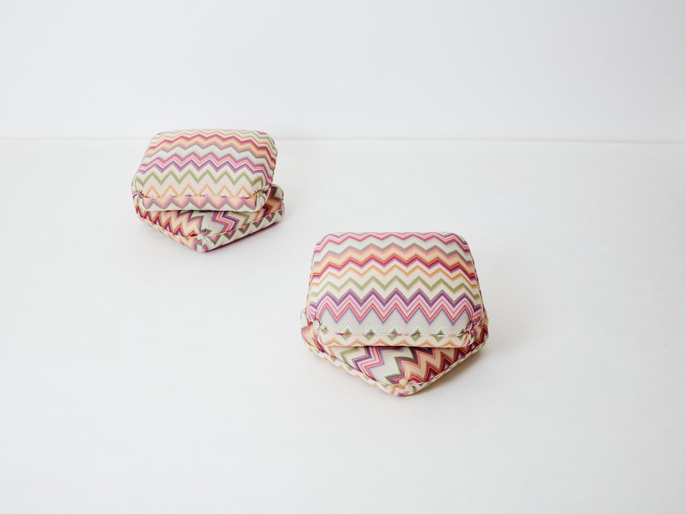 Ottomans in Missoni Fabric by Jacques Charpentier for Maison Jansen, 1970s, Set of 2