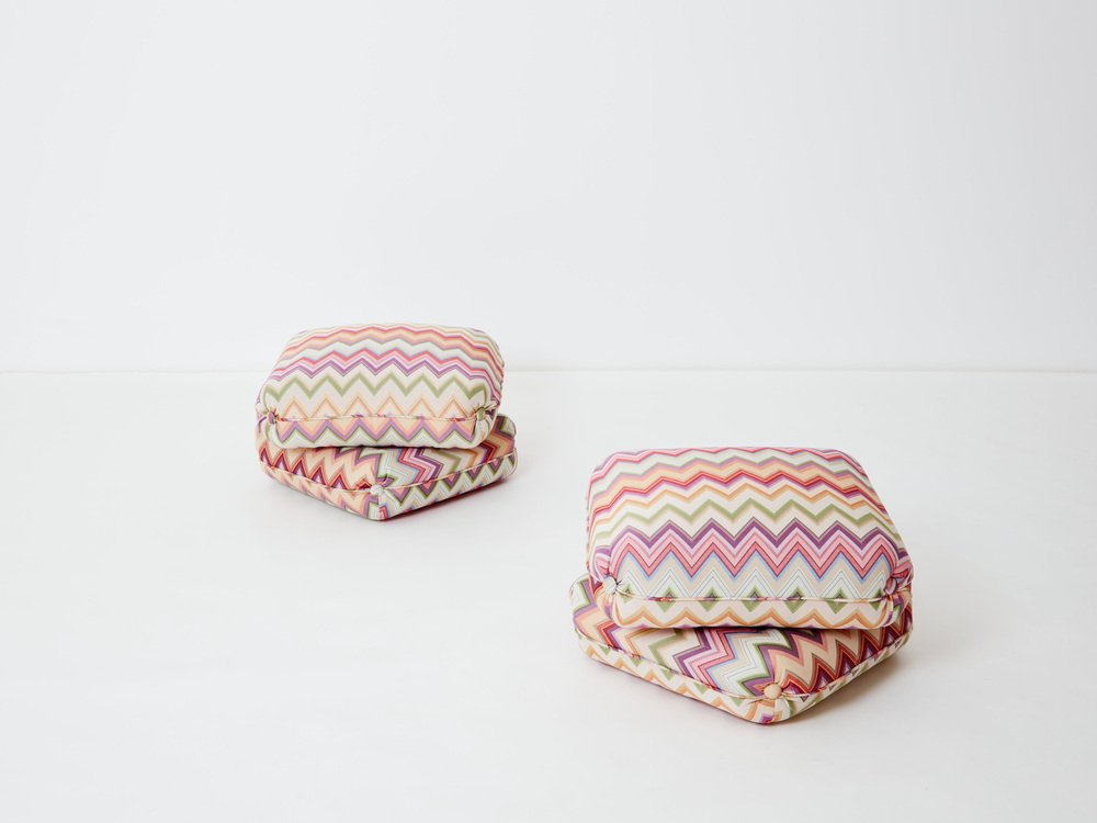 Ottomans in Missoni Fabric by Jacques Charpentier for Maison Jansen, 1970s, Set of 2