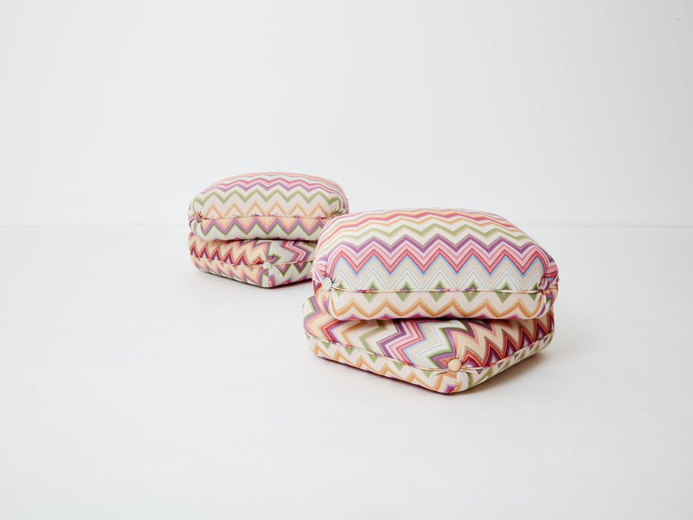 Ottomans in Missoni Fabric by Jacques Charpentier for Maison Jansen, 1970s, Set of 2