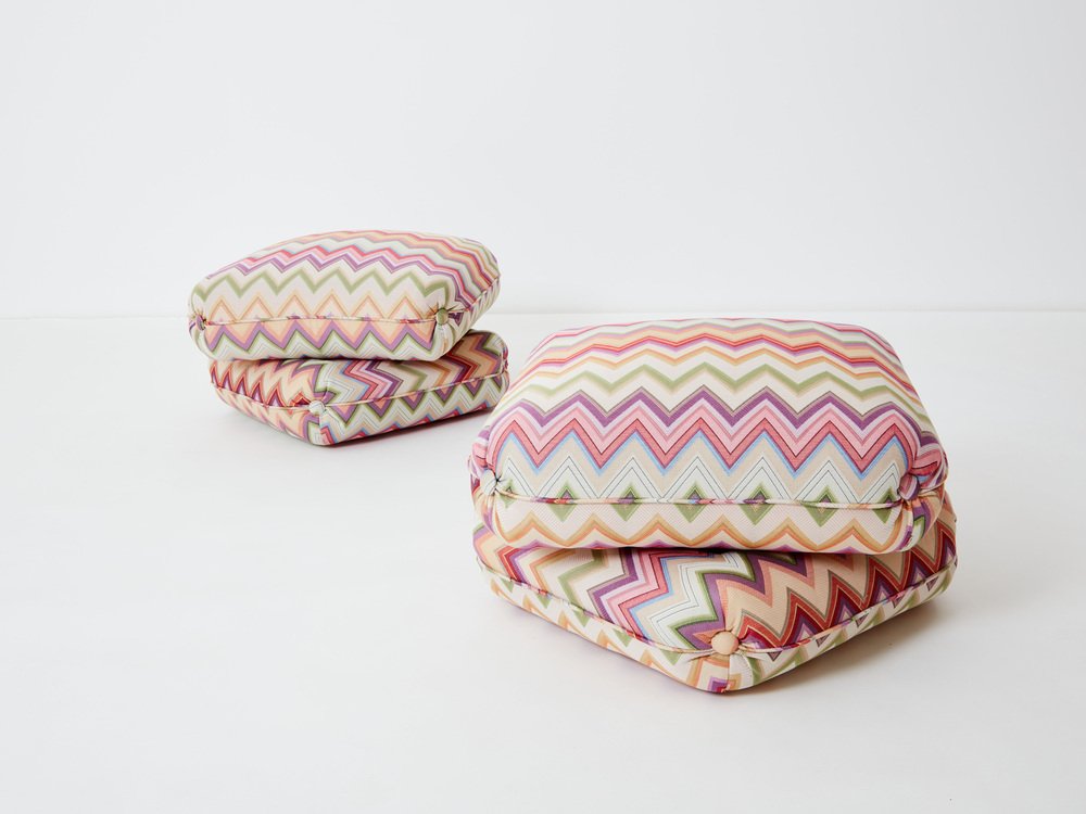 Ottomans in Missoni Fabric by Jacques Charpentier for Maison Jansen, 1970s, Set of 2