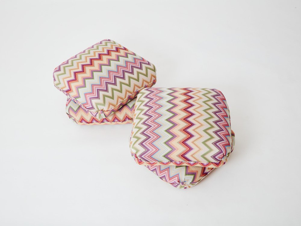 Ottomans in Missoni Fabric by Jacques Charpentier for Maison Jansen, 1970s, Set of 2