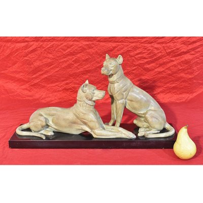 Oudine, Art Deco Antimony Dog Sculpture, 1930s-YVI-797411