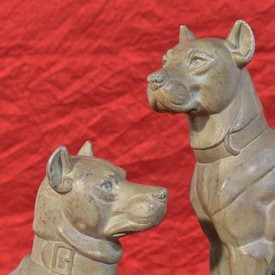 Oudine, Art Deco Antimony Dog Sculpture, 1930s-YVI-797411