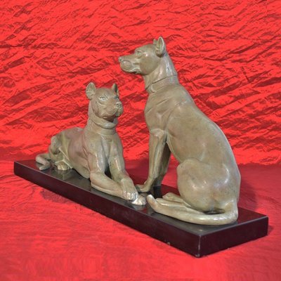 Oudine, Art Deco Antimony Dog Sculpture, 1930s-YVI-797411