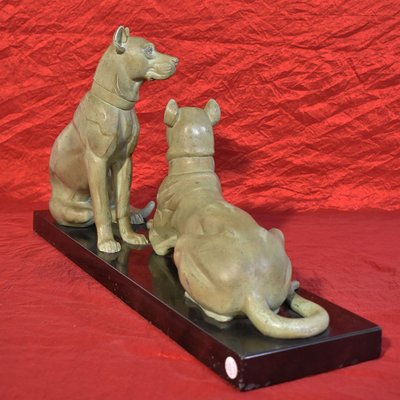 Oudine, Art Deco Antimony Dog Sculpture, 1930s-YVI-797411