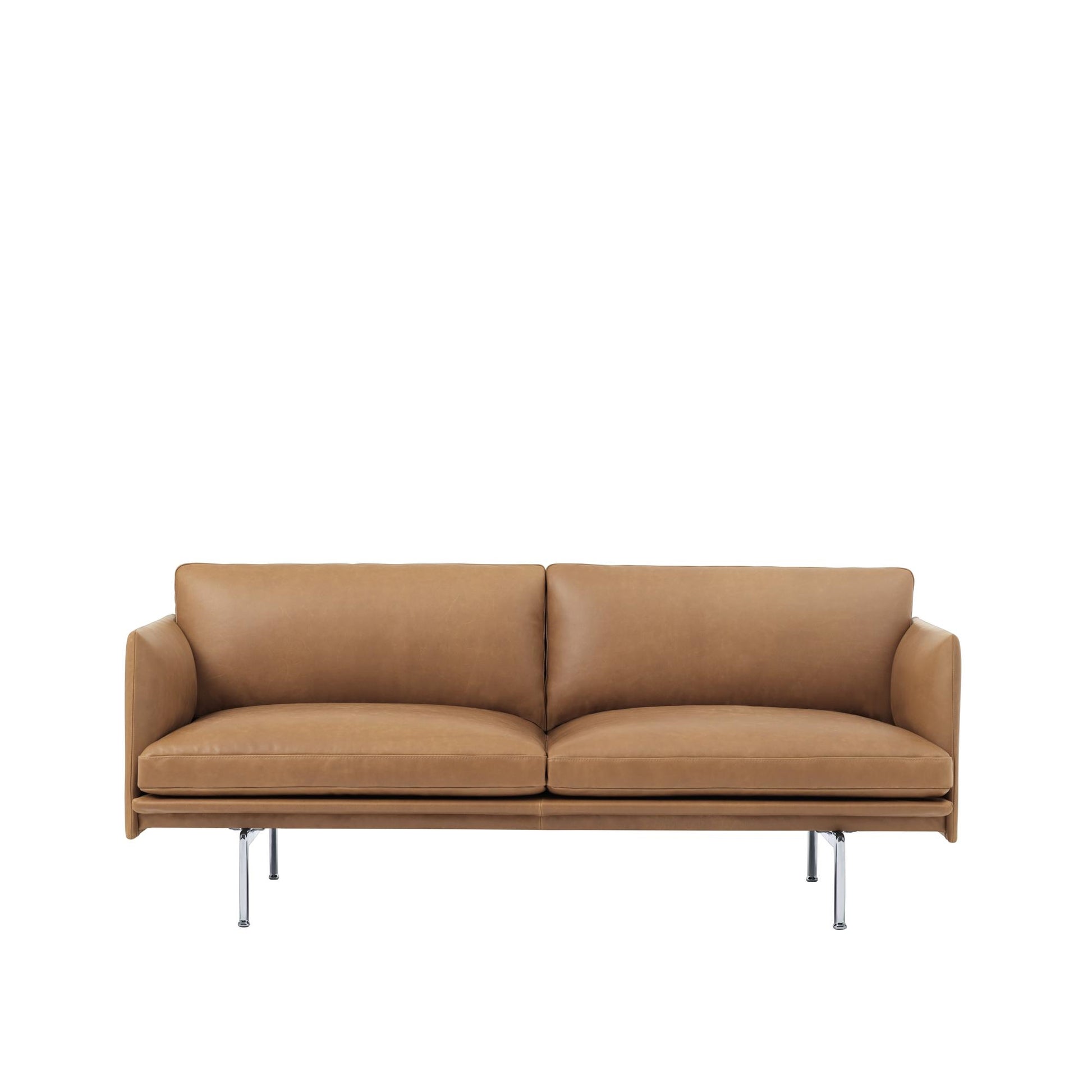 Outline 2-seater Sofa by Muuto #Leather/Cognac/ Black