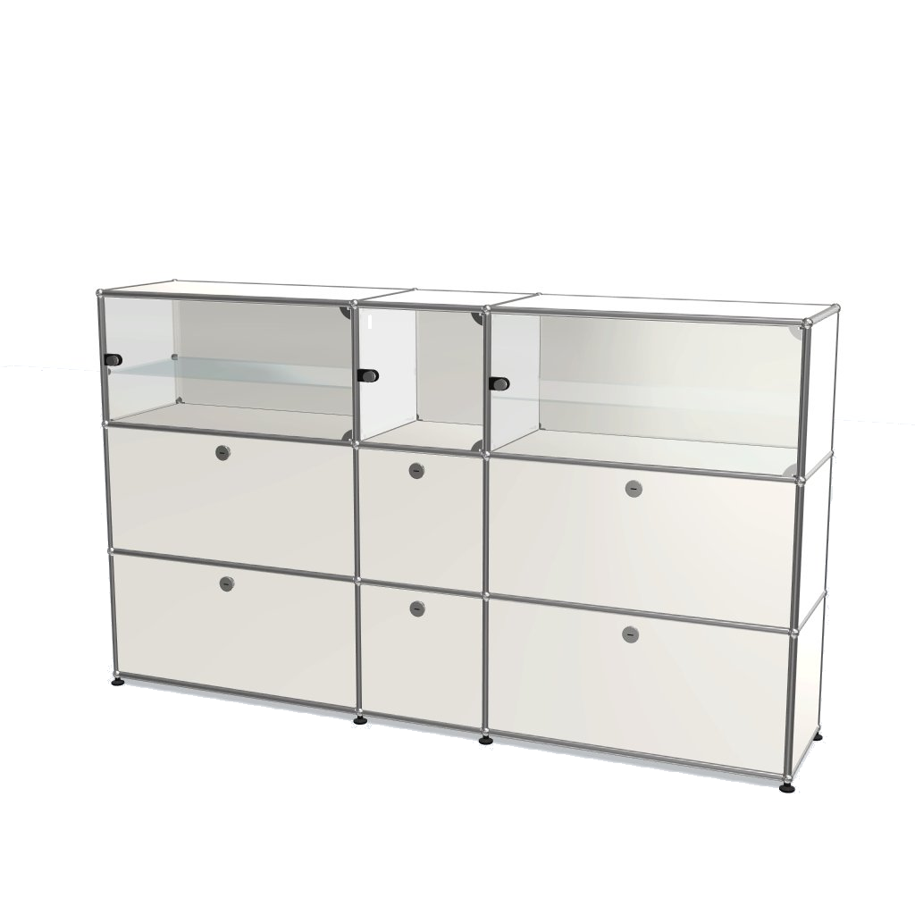 3x3 모듈 하이보드 (하단 6 도어 & 상단 3 글래스 도어) [W(750+350+750)XD350XH(350+350+350)]