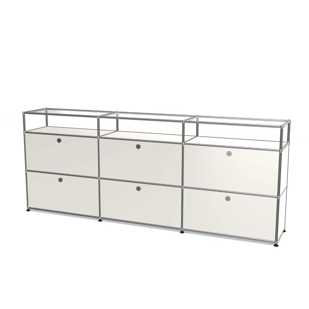 3x3 모듈 사이드보드 (하단 6 도어 & 1-1-1  글래스 패널) [W(750+750+750)XD350XH(350+350+175)]