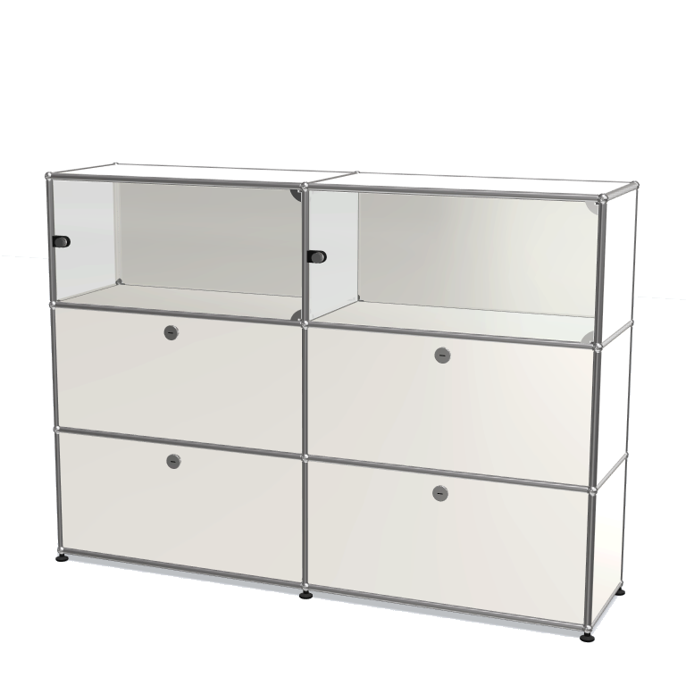 2x3 모듈 하이보드 (상단 2 글래스도어 & 하단 4 도어) [W(750+750)XD350XH(350+350+350)]