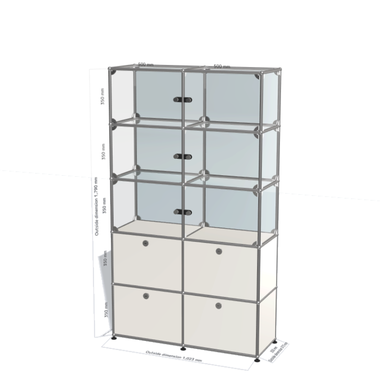 2x5 Module (4 bottom drop down doors & 6 top glass) [W(500+500)XD350XH(350+350+350+350+350)]