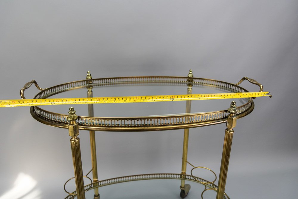 Oval 2-Tier Bar Cart in the style of Maison Baguès, 1950s