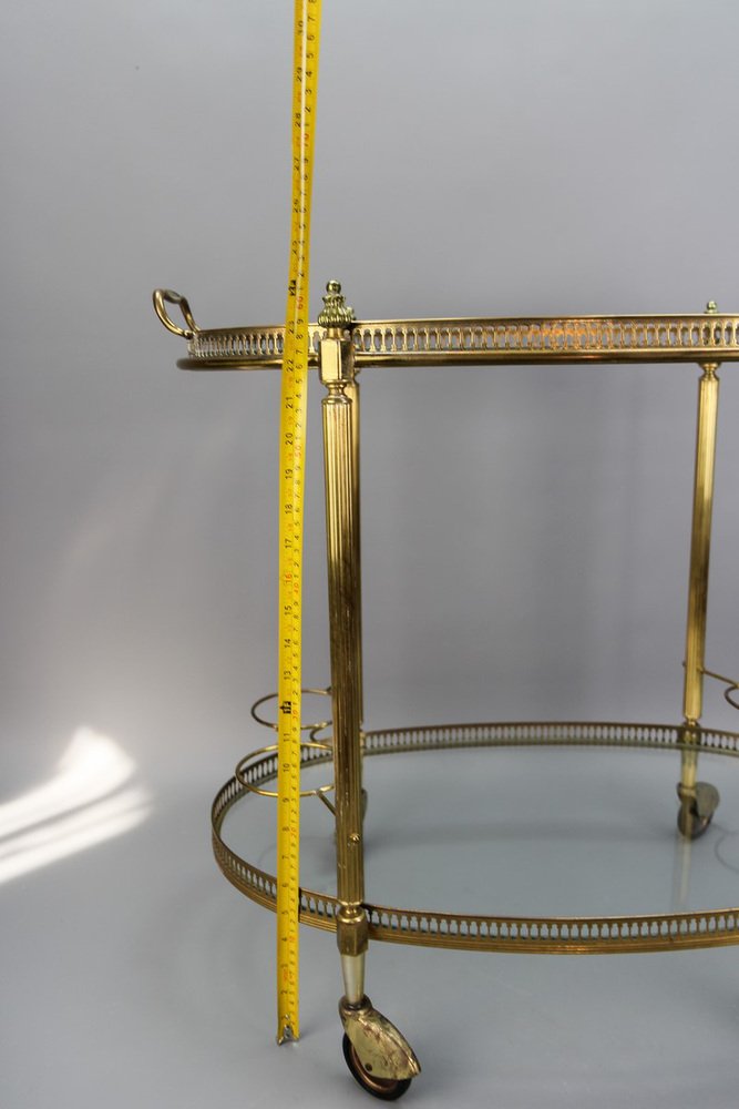 Oval 2-Tier Bar Cart in the style of Maison Baguès, 1950s