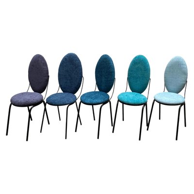 Oval Backrest Chairs, Italy, 1960s, Set of 5-YUW-964027