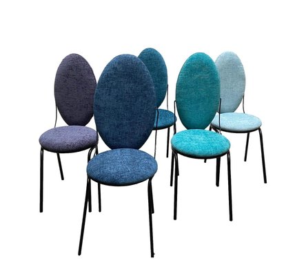 Oval Backrest Chairs, Italy, 1960s, Set of 5-YUW-964027