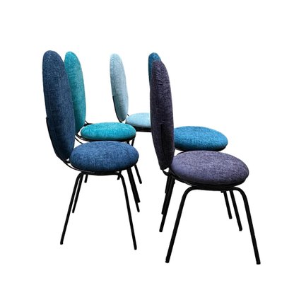 Oval Backrest Chairs, Italy, 1960s, Set of 5-YUW-964027