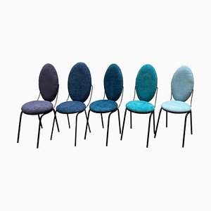 Oval Backrest Chairs, Italy, 1960s, Set of 5-YUW-964027