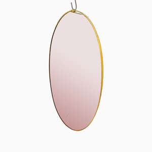 Oval Brass Mirror in the style of Gio Ponti, Italy, 1950s-TOI-1806812